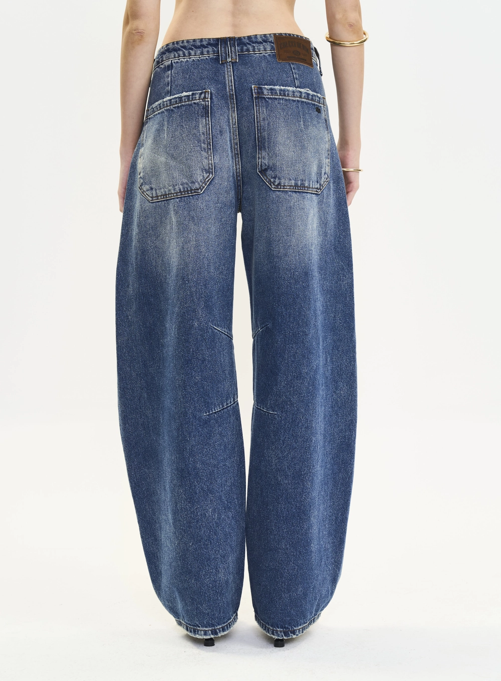 Calça Jeans Feminina Barril Cós Com Transpasse Índigo