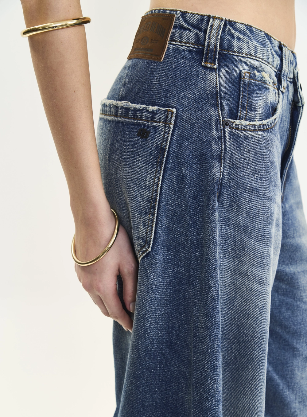 Calça Jeans Feminina Barril Cós Com Transpasse Índigo
