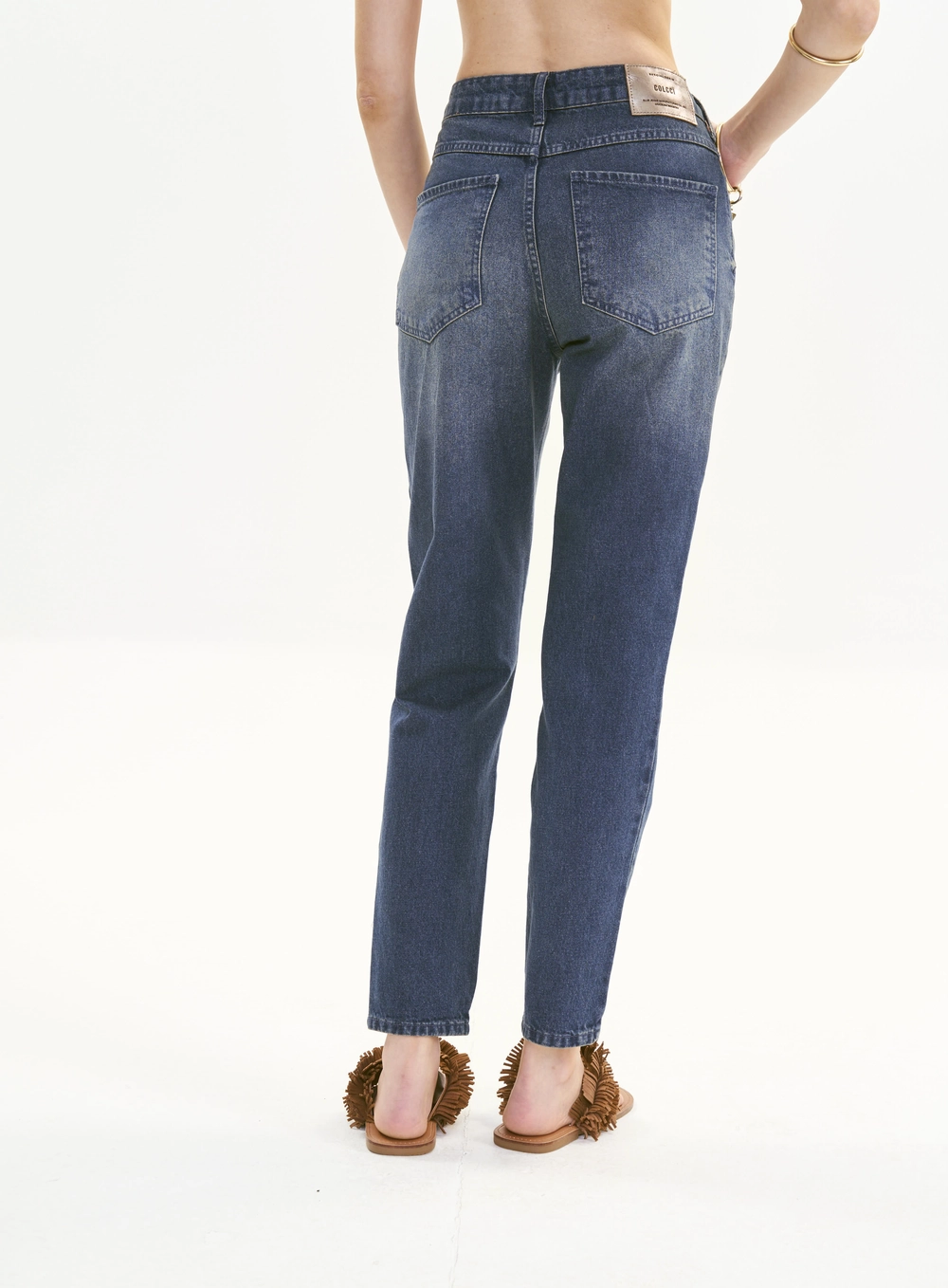 Calça Jeans Feminina Boot Cut Cintura Alta Escura Índigo
