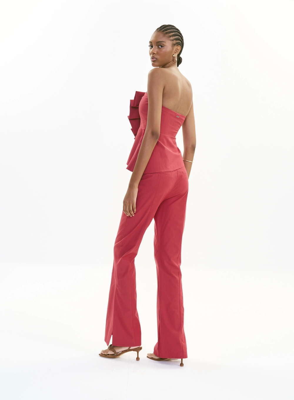 Calça Flare Alfaiataria Feminina - Roby Vermelho