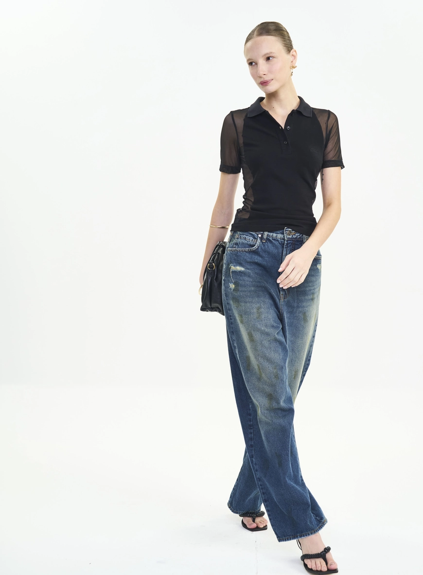 Calça Jeans Barrel Leg Com Detalhes - Livia
