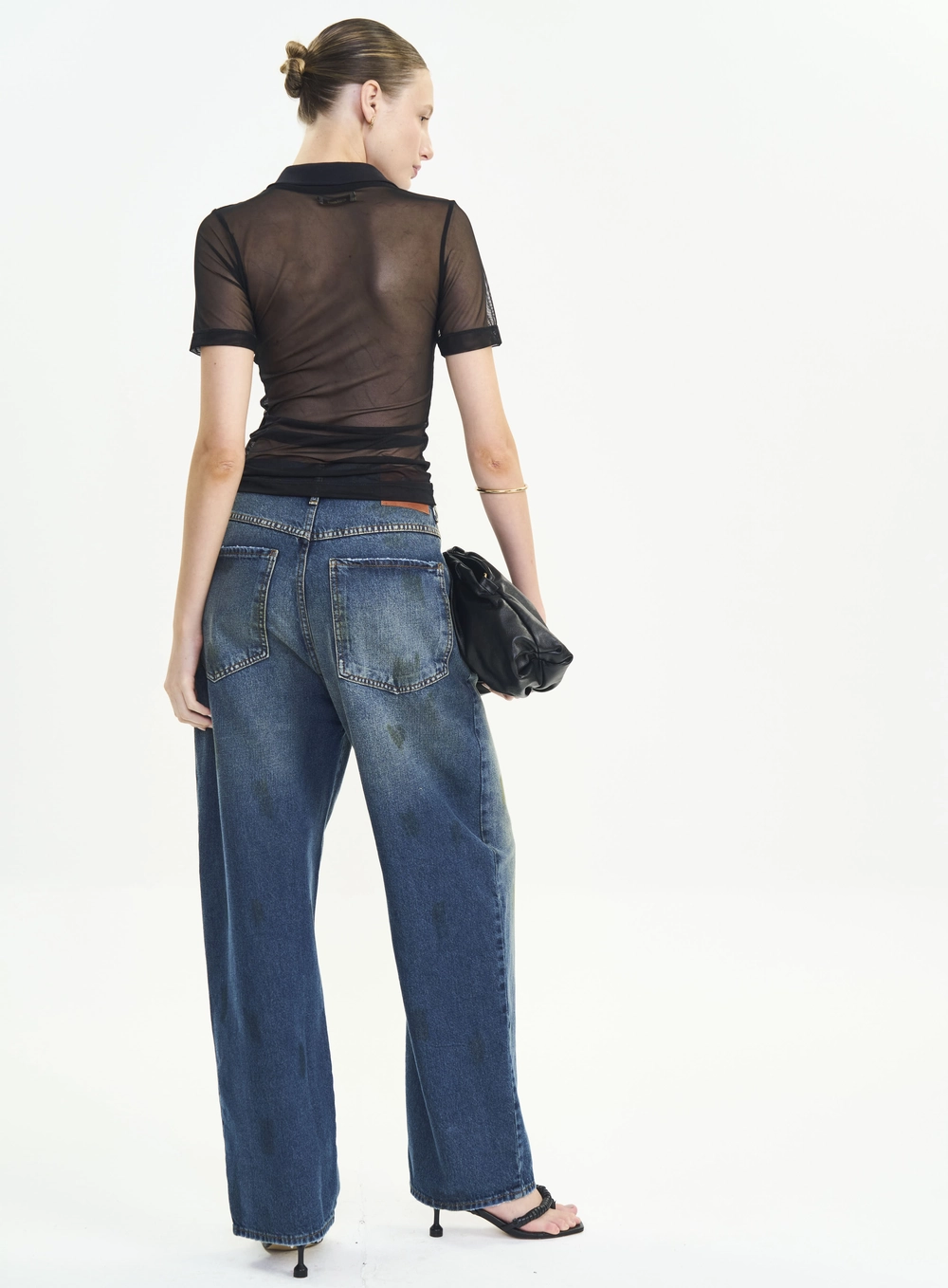 Calça Jeans Barrel Leg Com Detalhes - Livia Índigo
