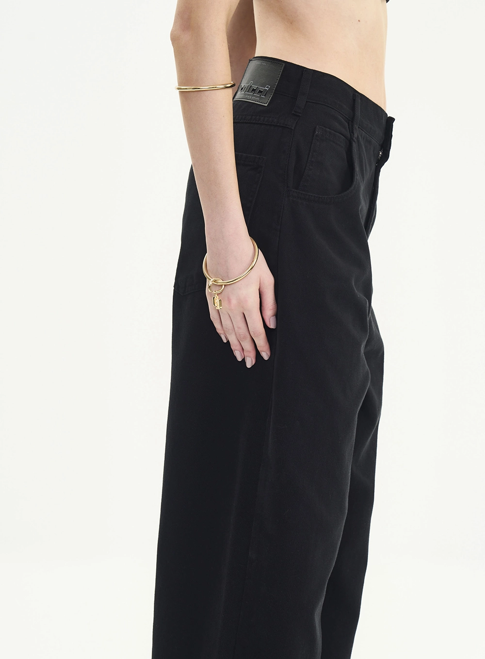 Calça Sarja Wide Leg G Cintura Média - Livia Preto