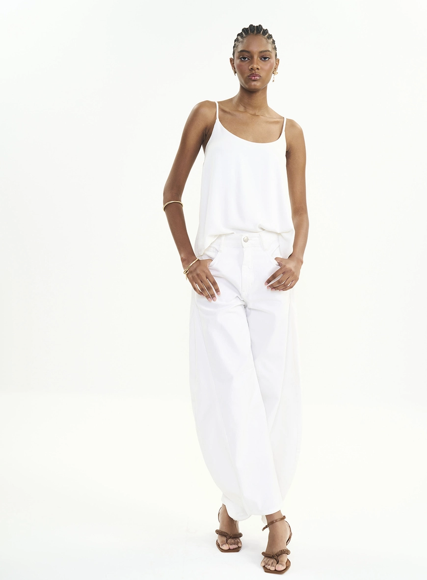 Calça Sarja Feminina Barril Ampla