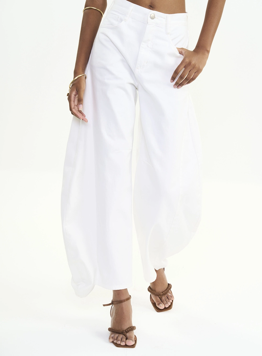 Calça Sarja Feminina Barril Ampla Off Shell