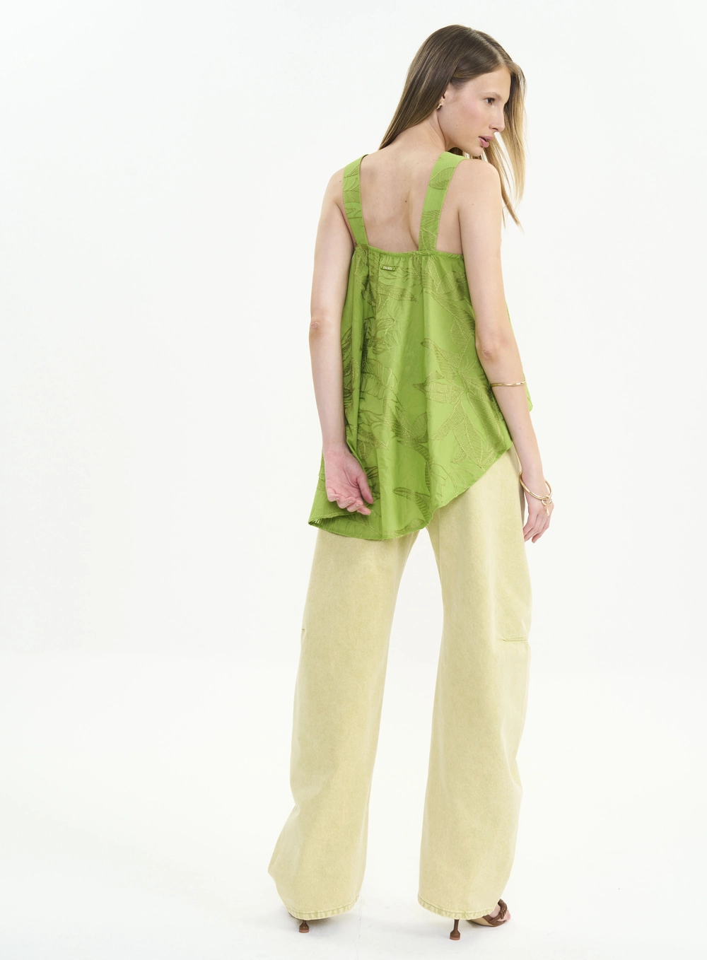 Calça Sarja Feminina Barril Color Verde