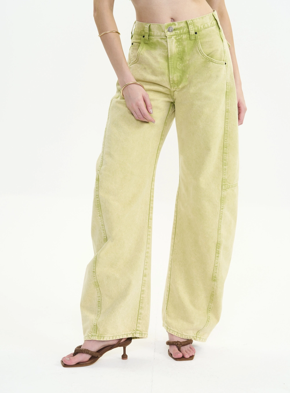 Calça Sarja Feminina Barril Color Verde