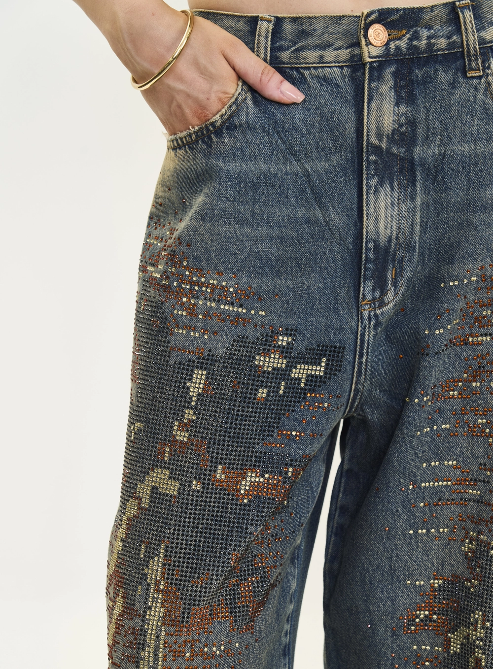 Calça Jeans Feminina Loose Cintura Média - Lívia Índigo