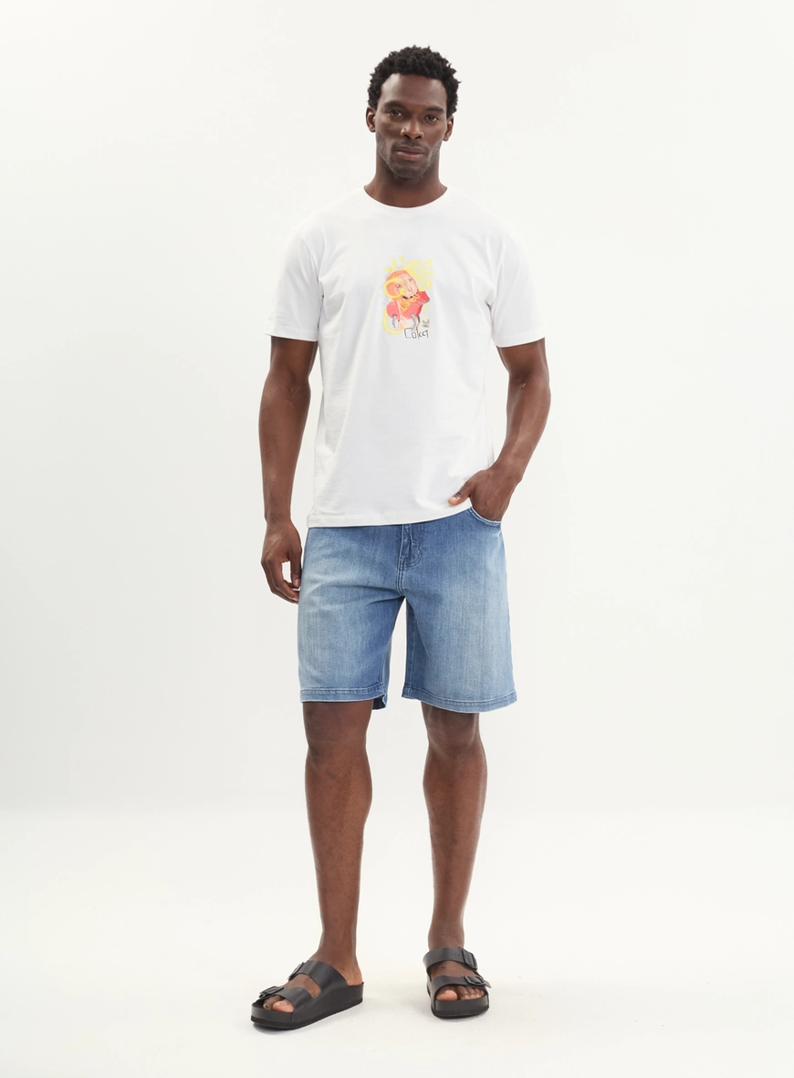 Bermuda Jeans Reta New Davi Casual Denim