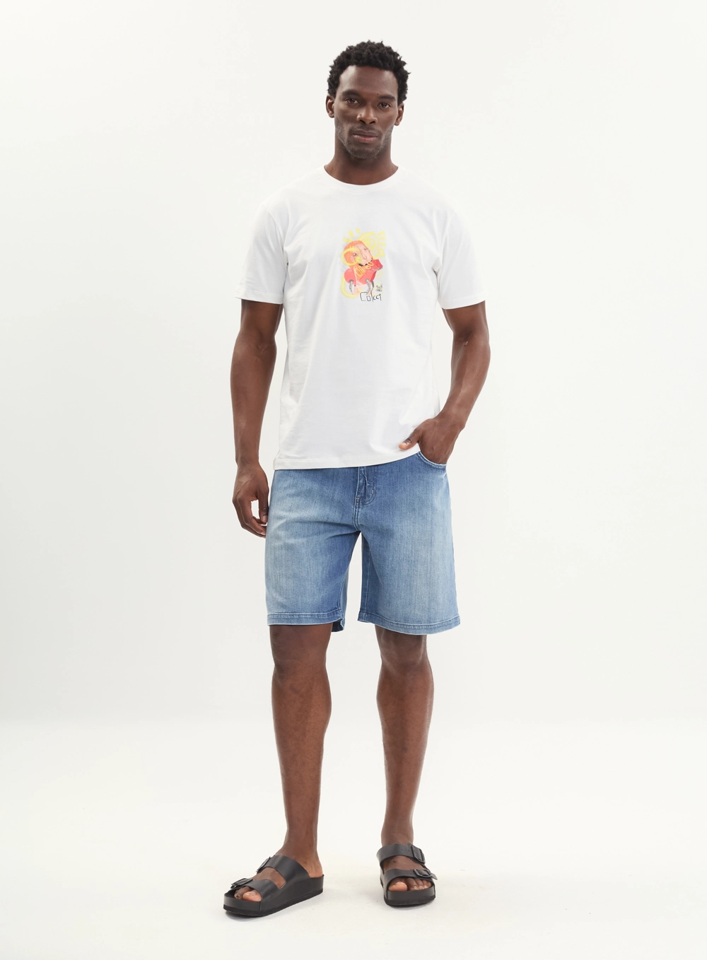 Bermuda Jeans Reta New Davi Casual Denim Índigo