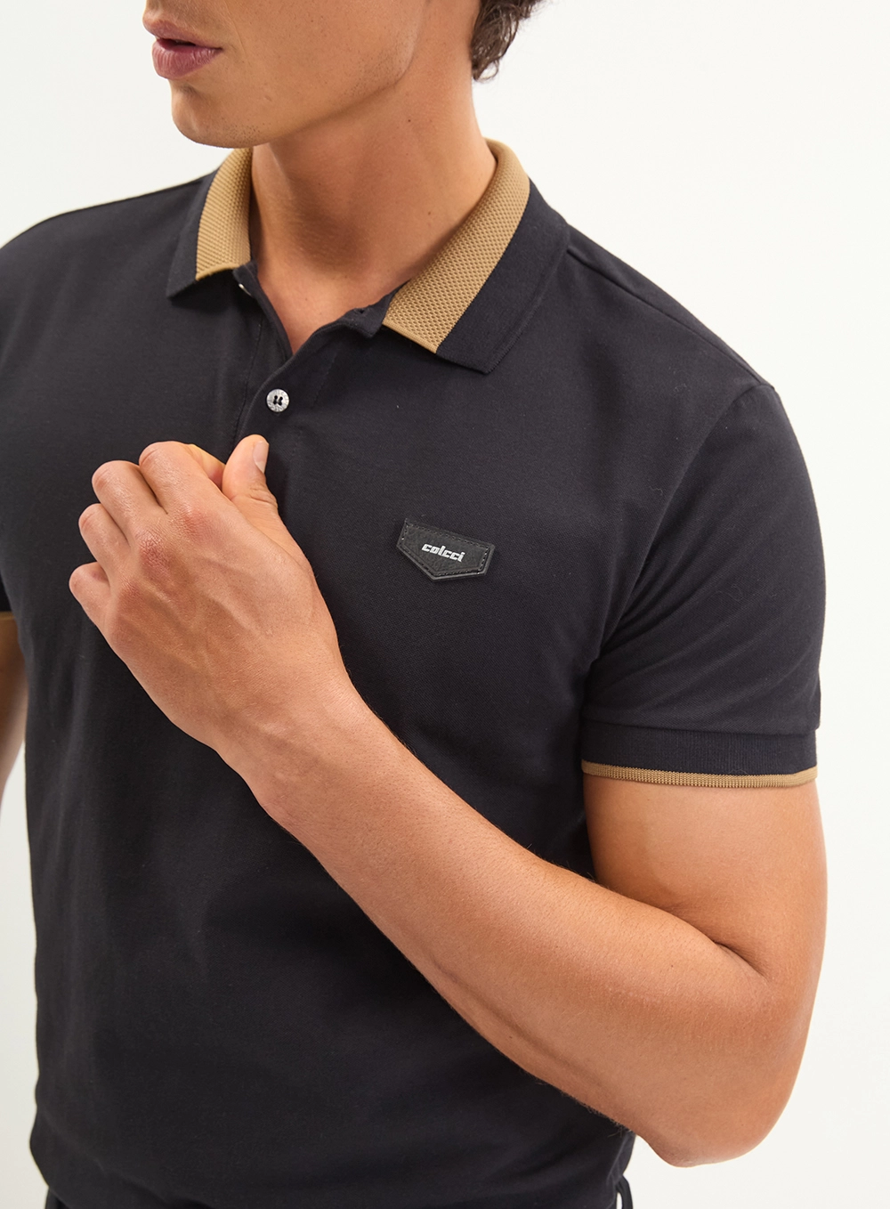 Polo Masculina Piquet Jacquard - Brasil Preto