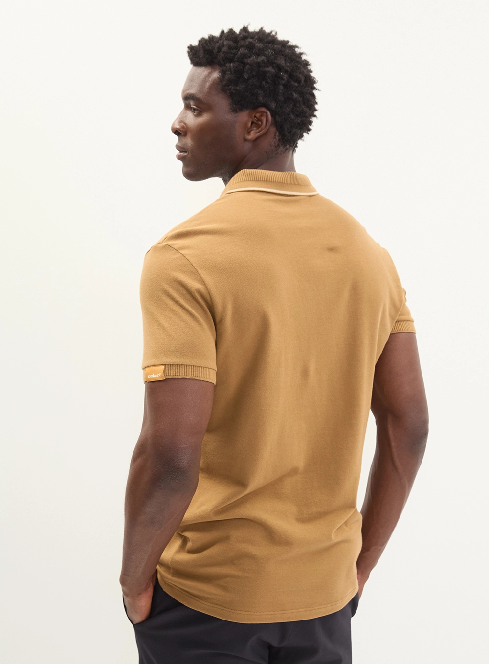 Polo Masculina Piquet Etiqueta Manga - Brasil Marrom