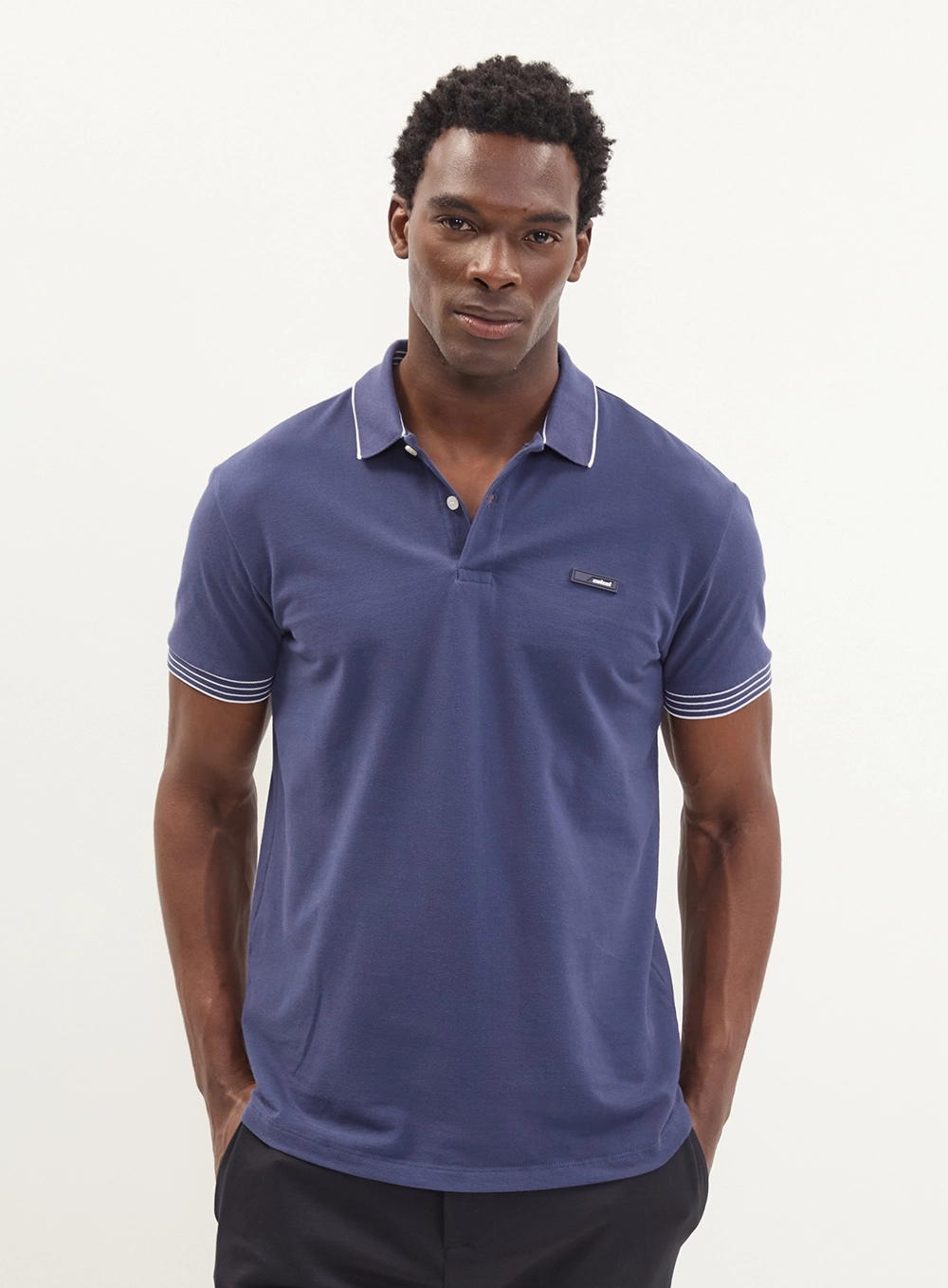 Polo Masculina Piquet Contrastantes - Brasil Azul