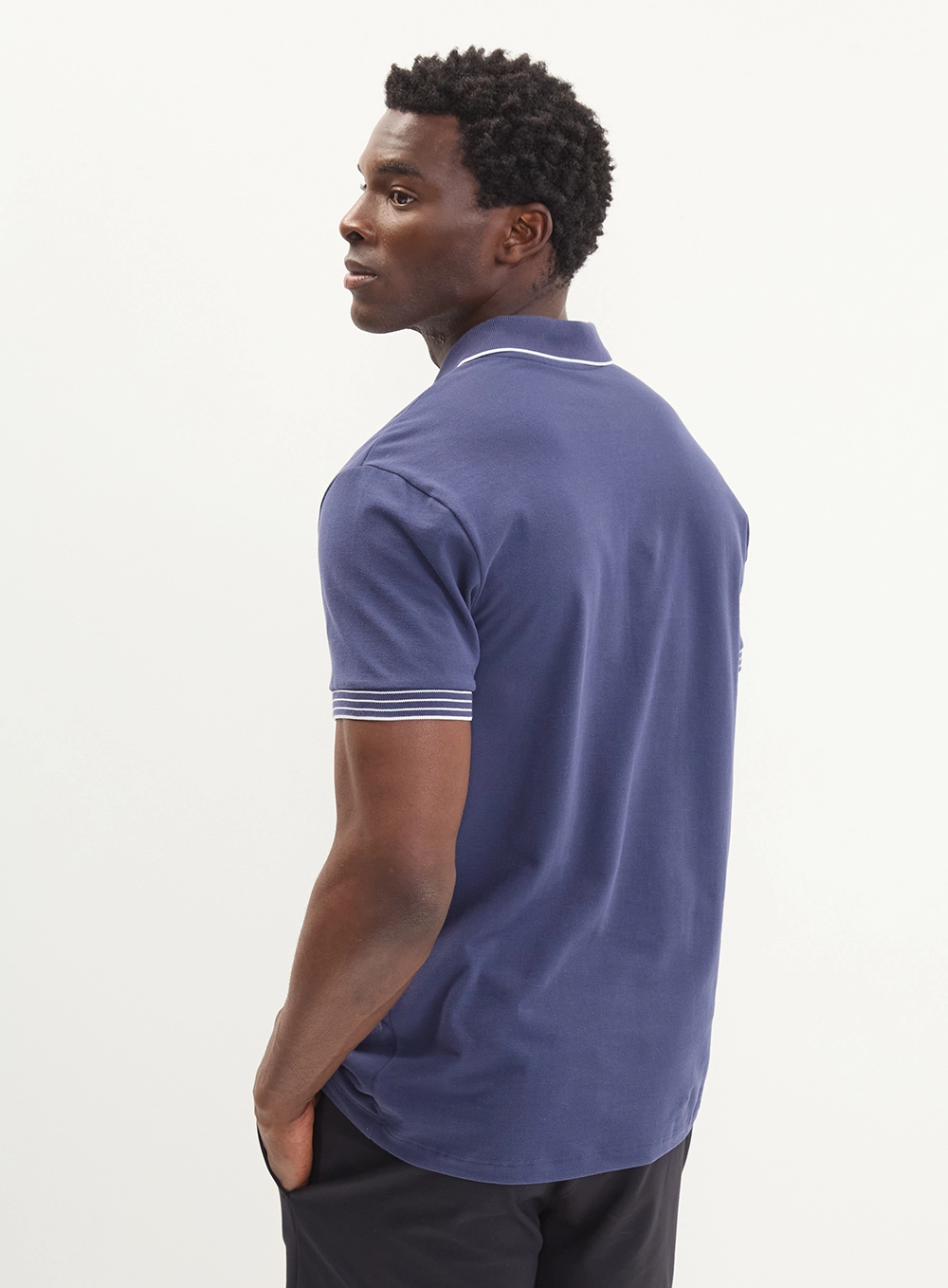 Polo Masculina Piquet Contrastantes - Brasil Azul