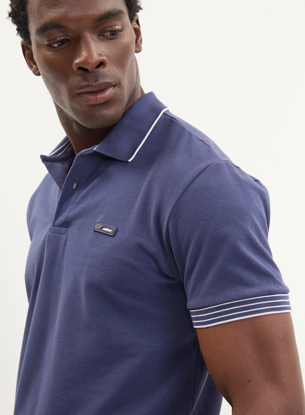 Polo Masculina Piquet Contrastantes - Brasil Azul