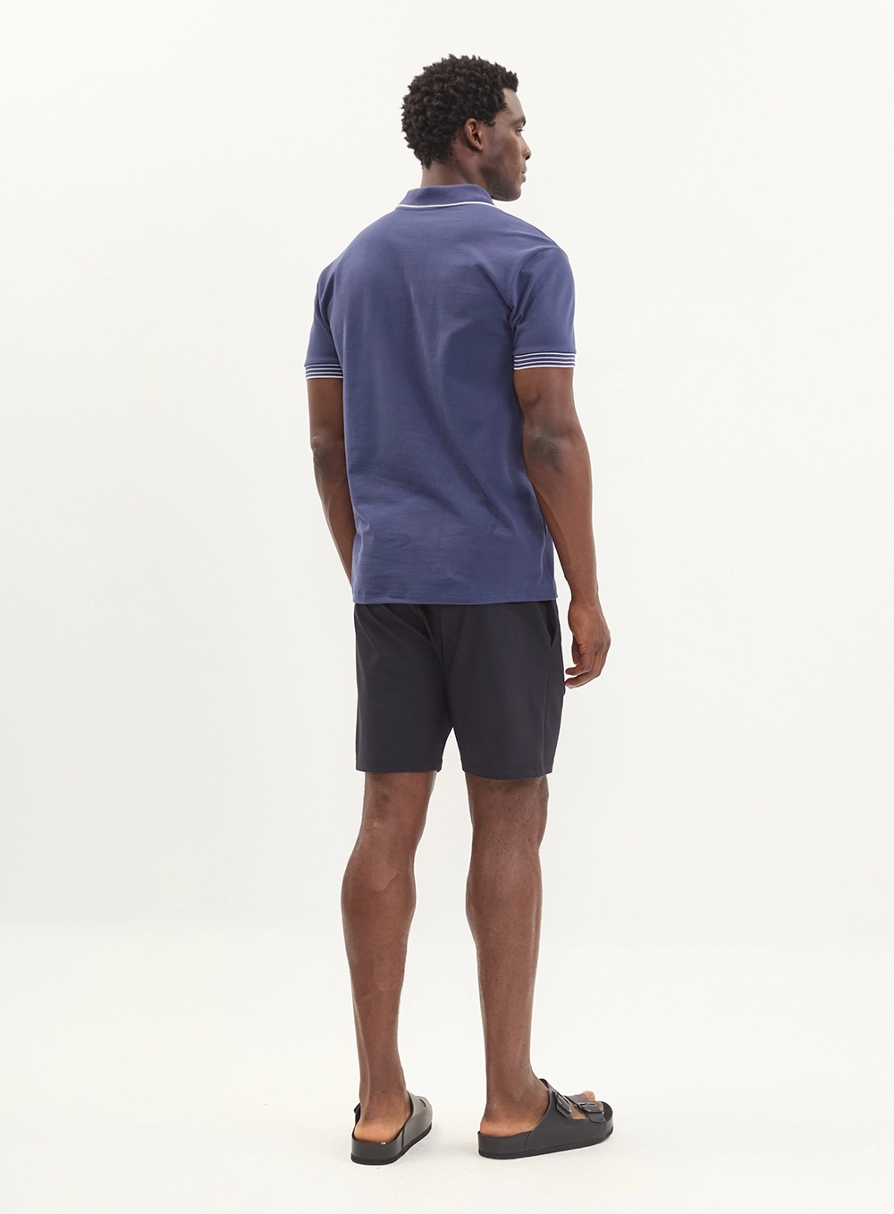 Polo Masculina Piquet Contrastantes - Brasil Azul