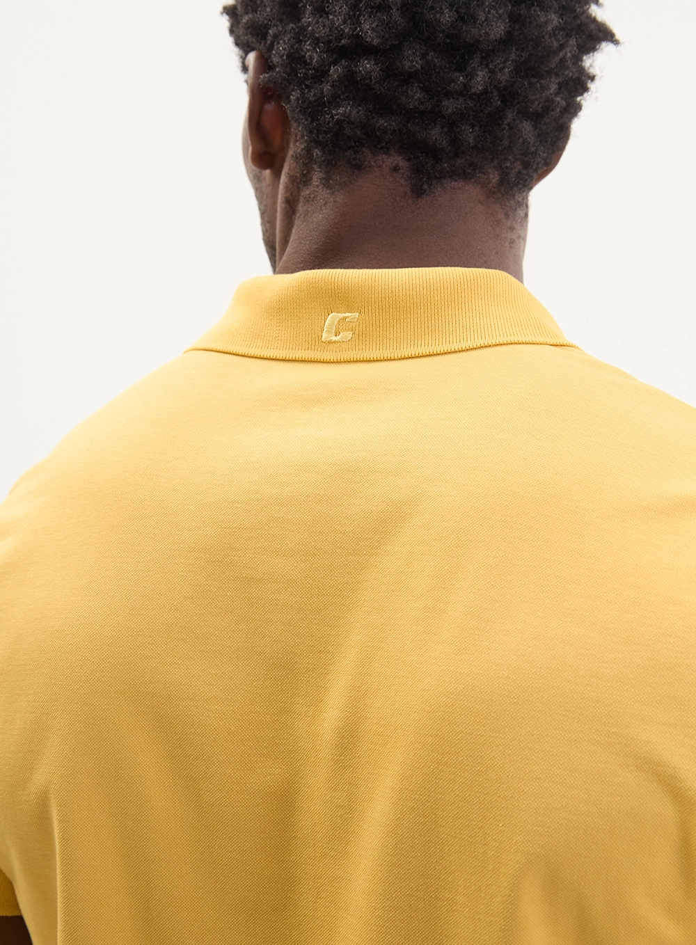 Polo Masculina Pima Com Bordado Amarelo