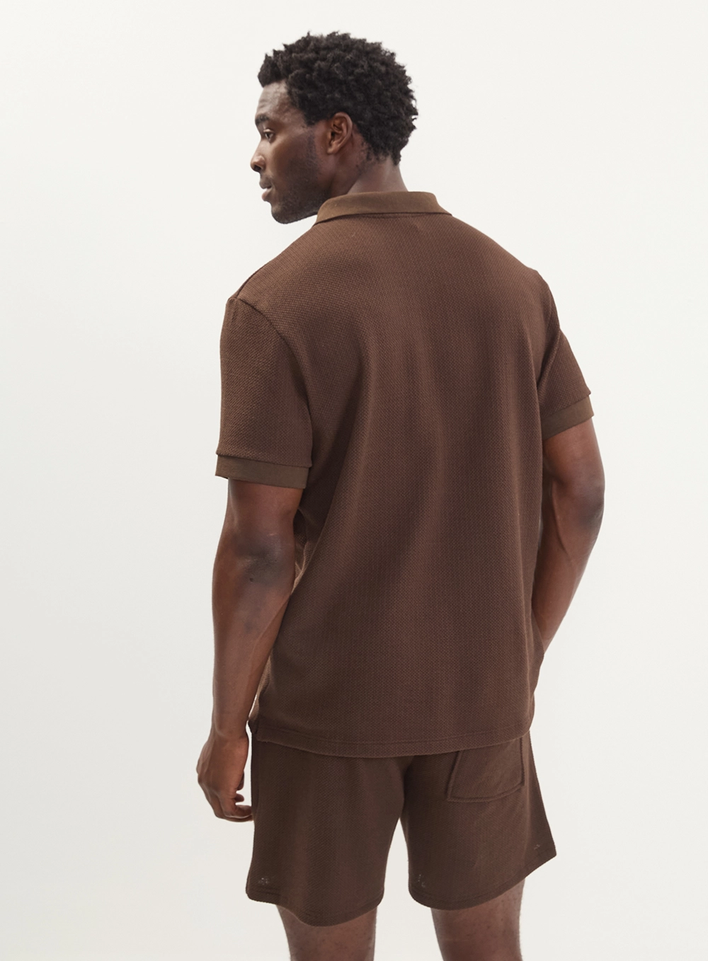 Polo Masculina Tricot - Regular Marrom Coconut
