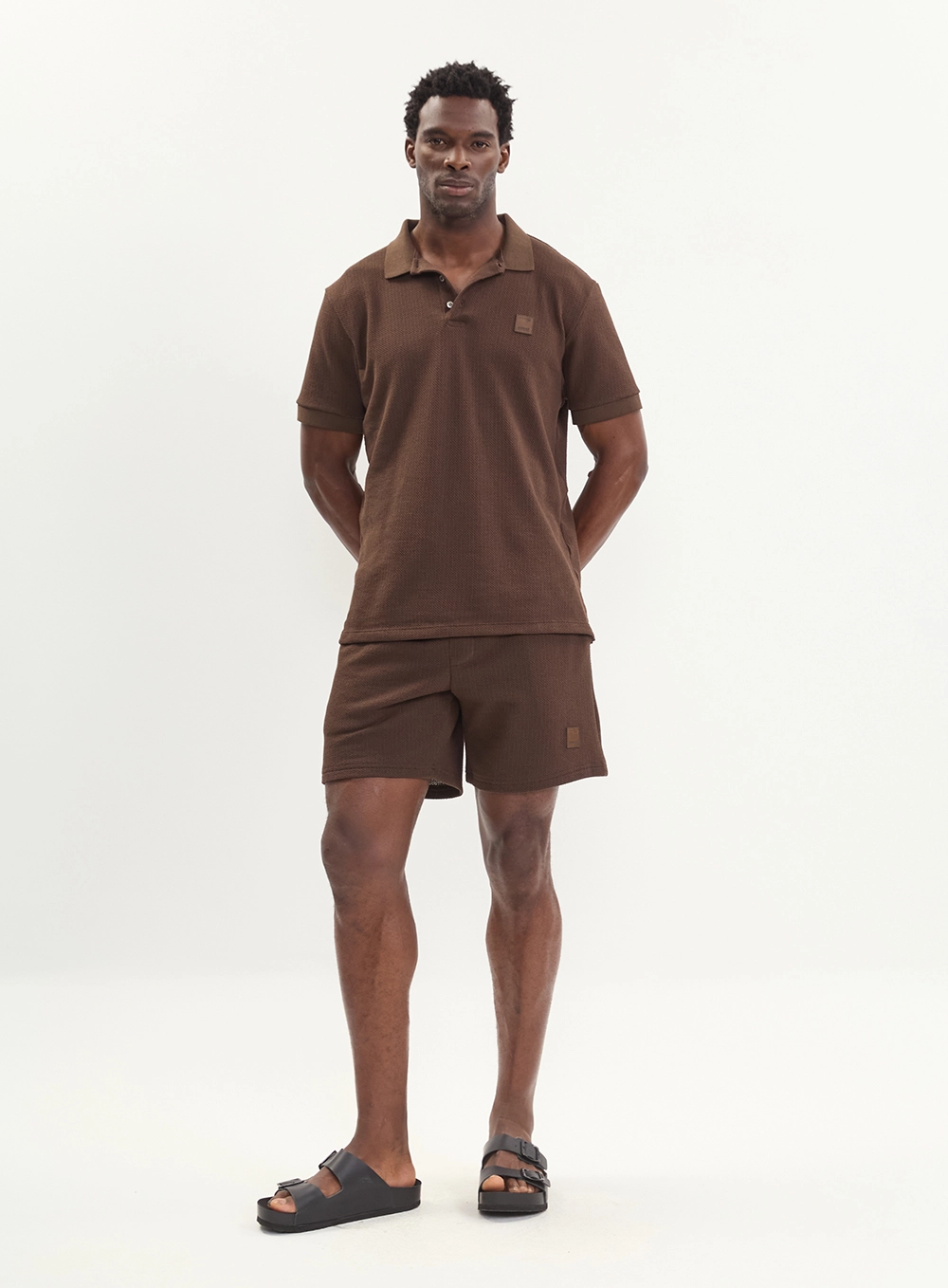 Polo Masculina Tricot - Regular Marrom Coconut
