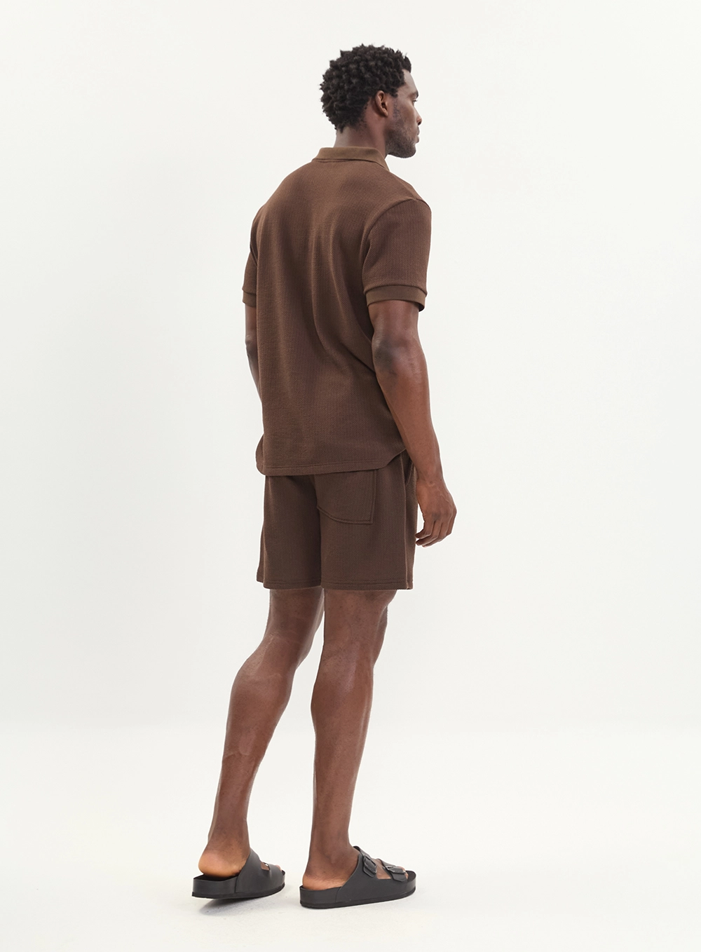 Polo Masculina Tricot - Regular Marrom Coconut