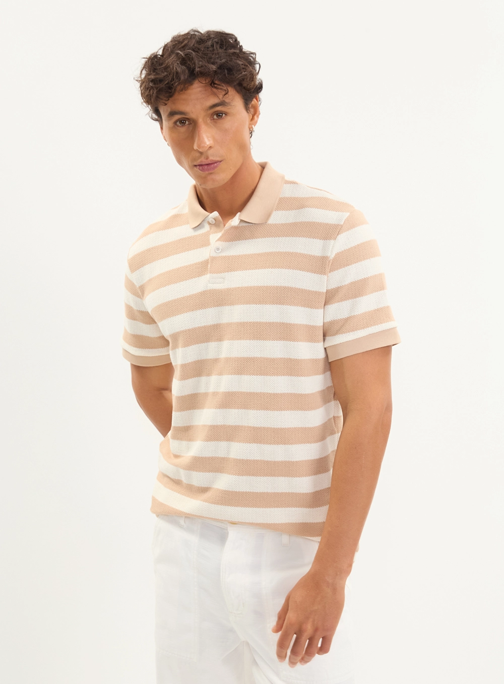 Polo Tricô Regular Listrada Masculina Estampados