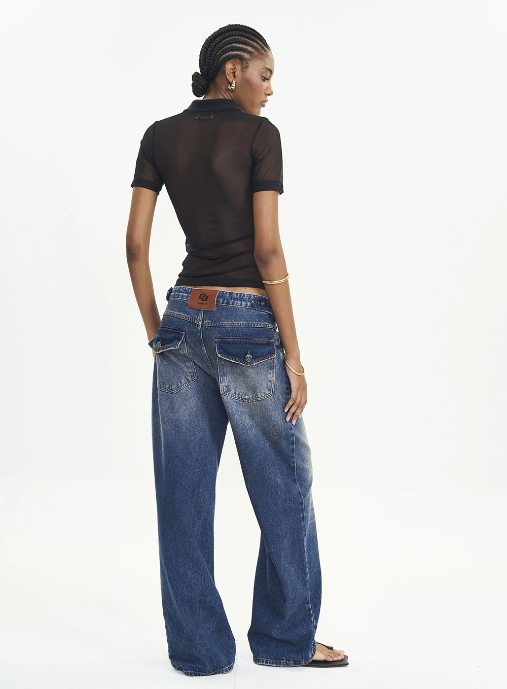 Polo Feminina Em Tule Piquet Preto