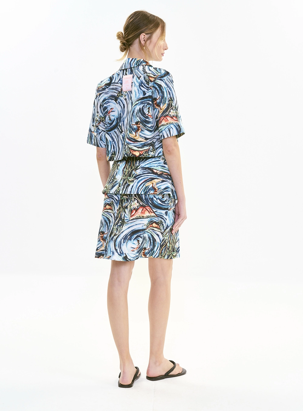 Camisa Feminina De Alfaiataria Estampada Curta Estampados