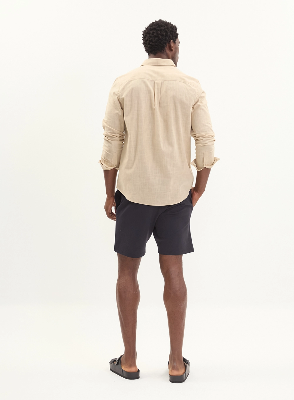 Camisa Relax Manga Longa Contton Masculina Bege