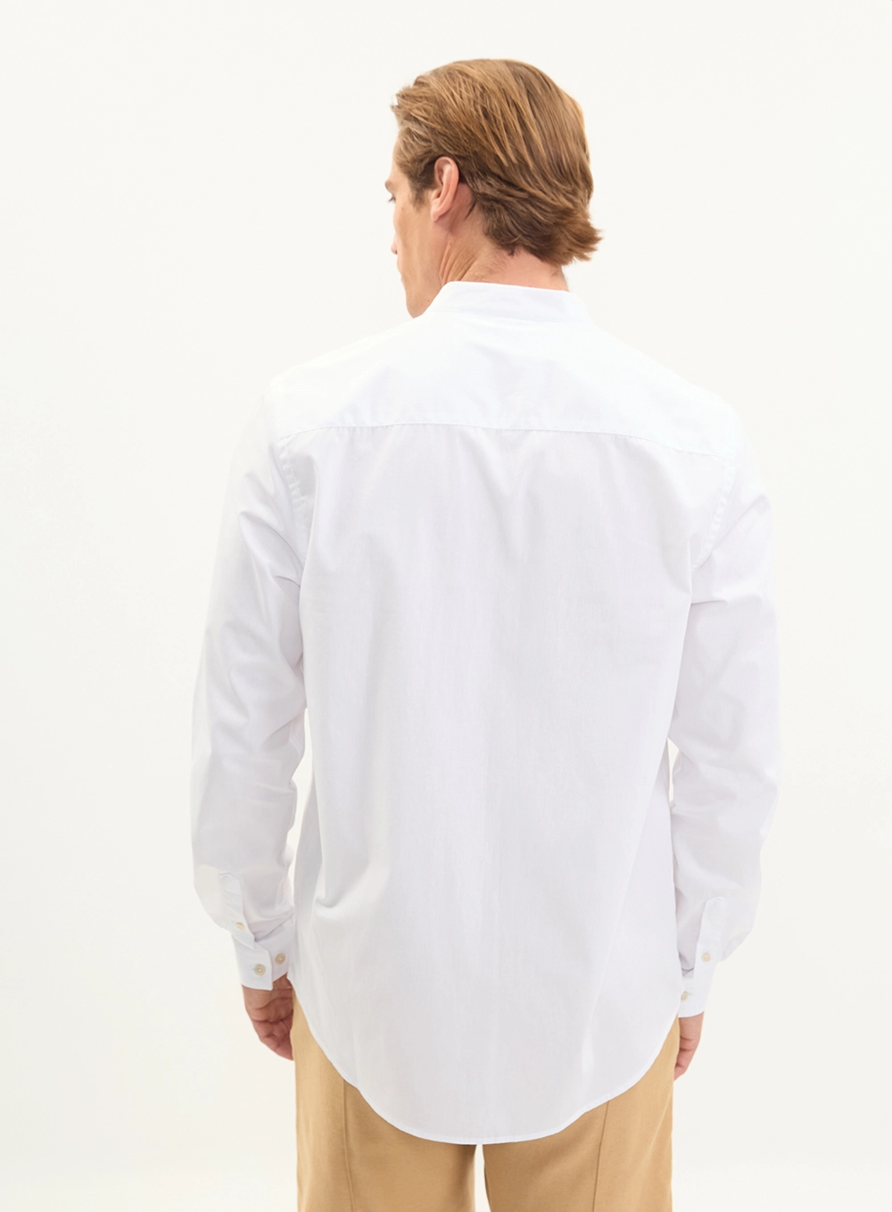 Camisa Masculina Estilo Bata Relaxed Manga Longa Branco