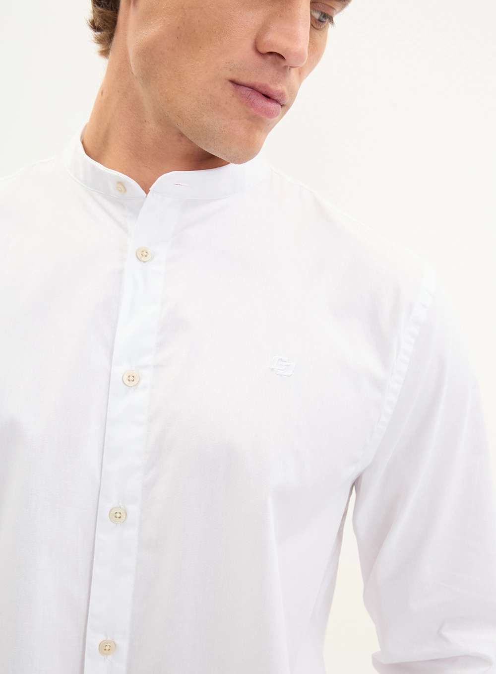 Camisa Masculina Estilo Bata Relaxed Manga Longa Branco