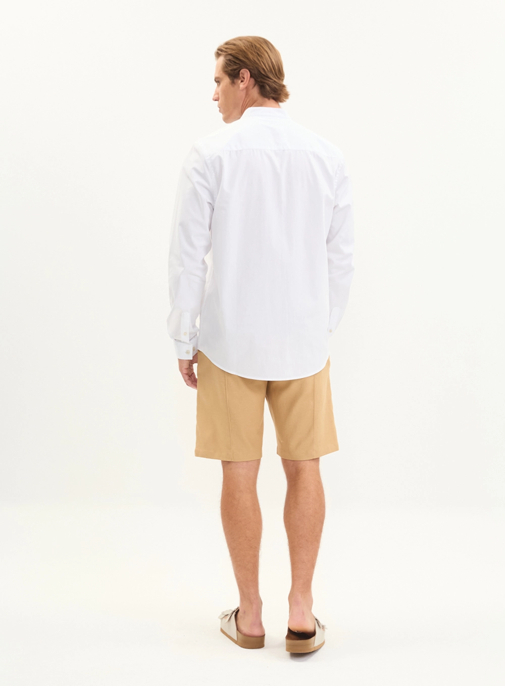 Camisa Masculina Estilo Bata Relaxed Manga Longa Branco