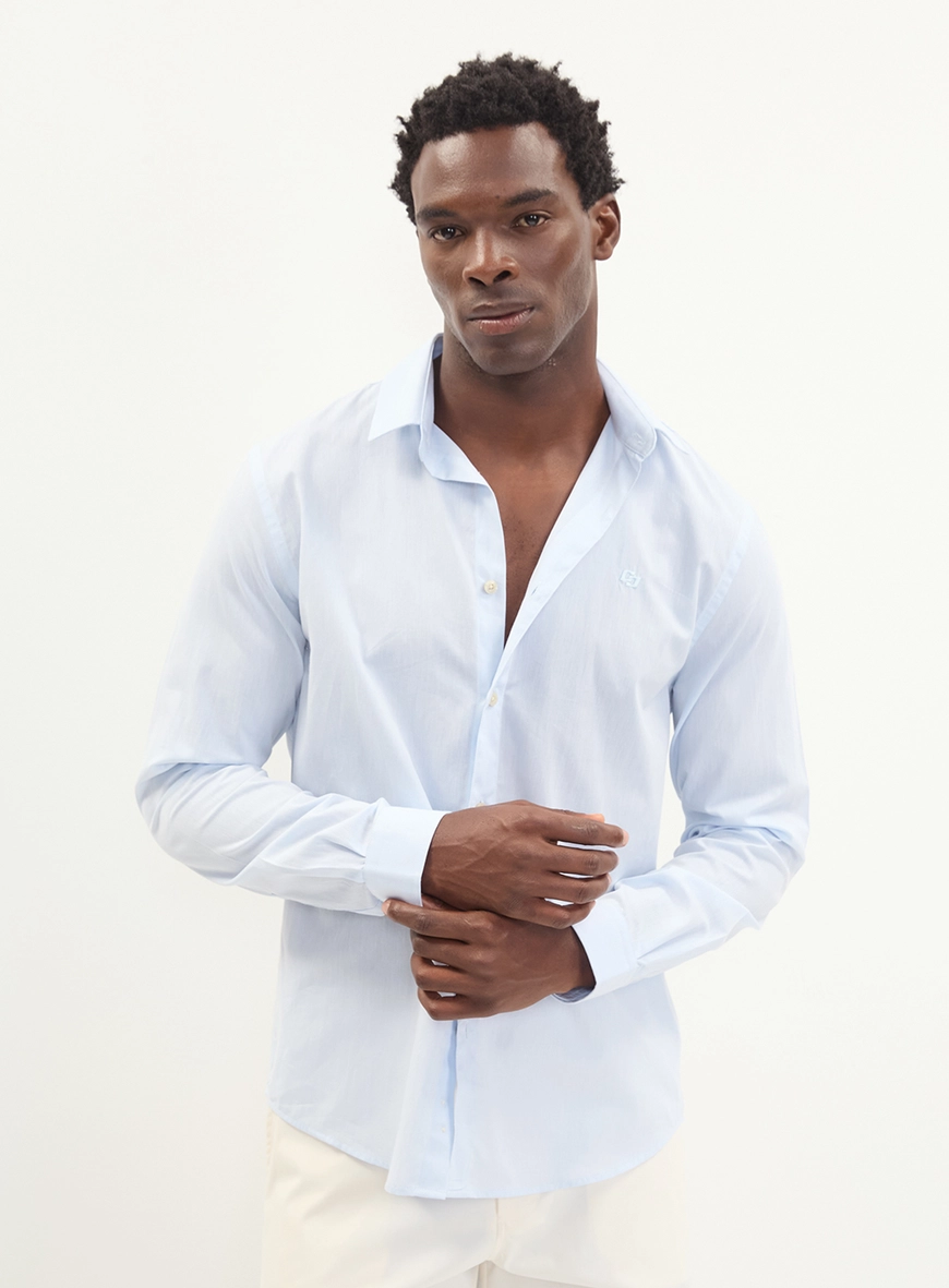 Camisa Masculina Relax Manga Longa Com Bordado