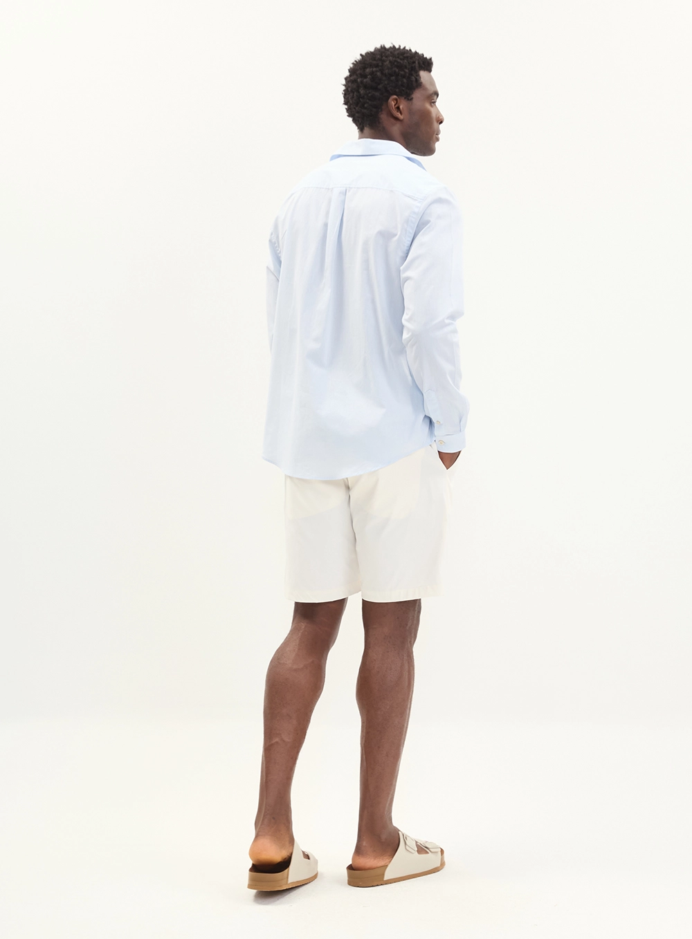 Camisa Masculina Relax Manga Longa Com Bordado Azul