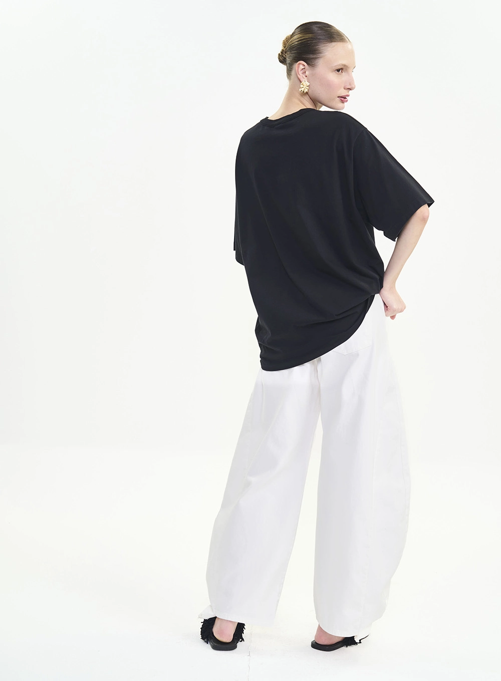 Camiseta Loose Oversized Estampada Preto
