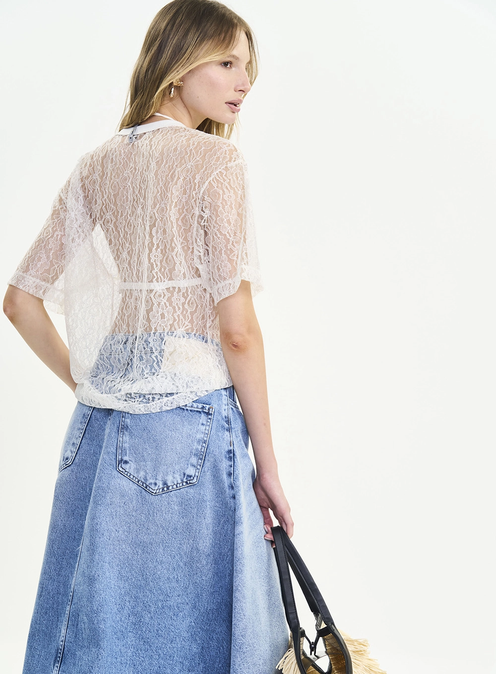 Camiseta Ampla De Renda - Jamie Off Shell