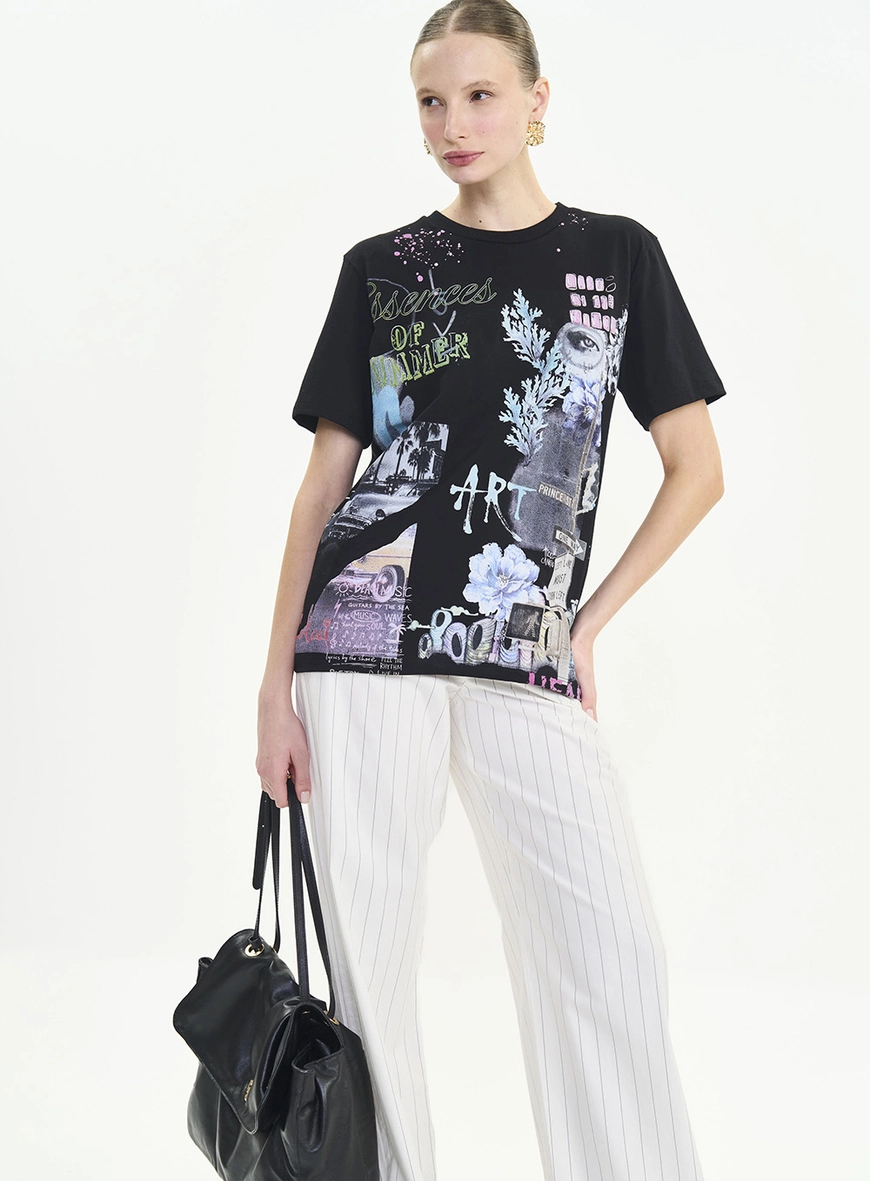 Camiseta Boy Fit Estampada Feminina