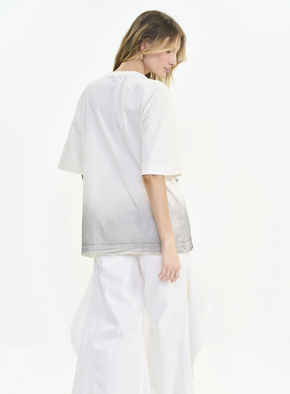 Camiseta Feminina Oversized Estampa Good Vibes Off Shell