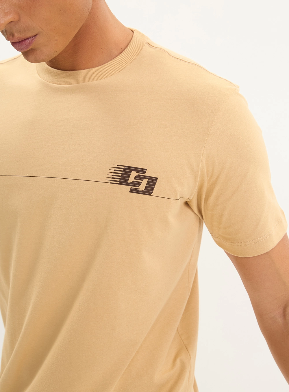 Camiseta Básica New Slim Manga Curta Masculina Bege