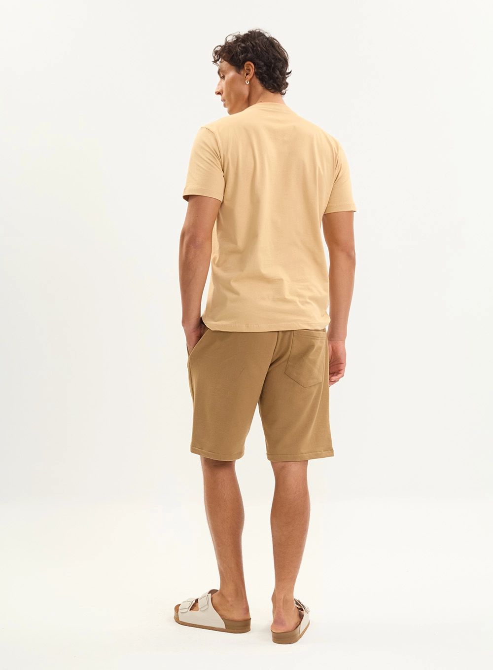 Camiseta Básica New Slim Manga Curta Masculina Bege