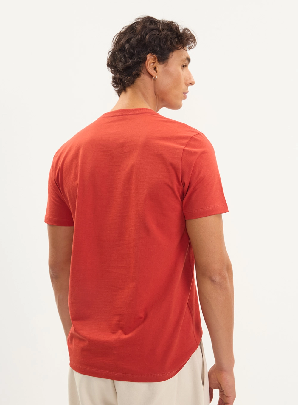 Camiseta Básica Slim Estampada Masculina Vermelho