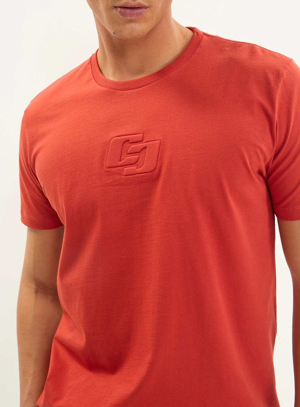 Camiseta Básica Slim Estampada Masculina Vermelho