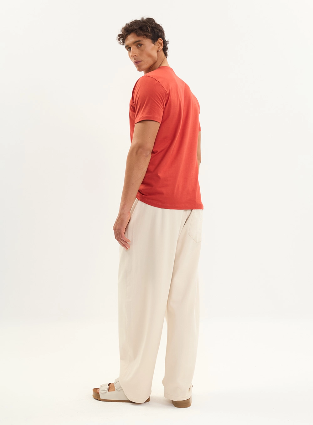 Camiseta Básica Slim Estampada Masculina Vermelho