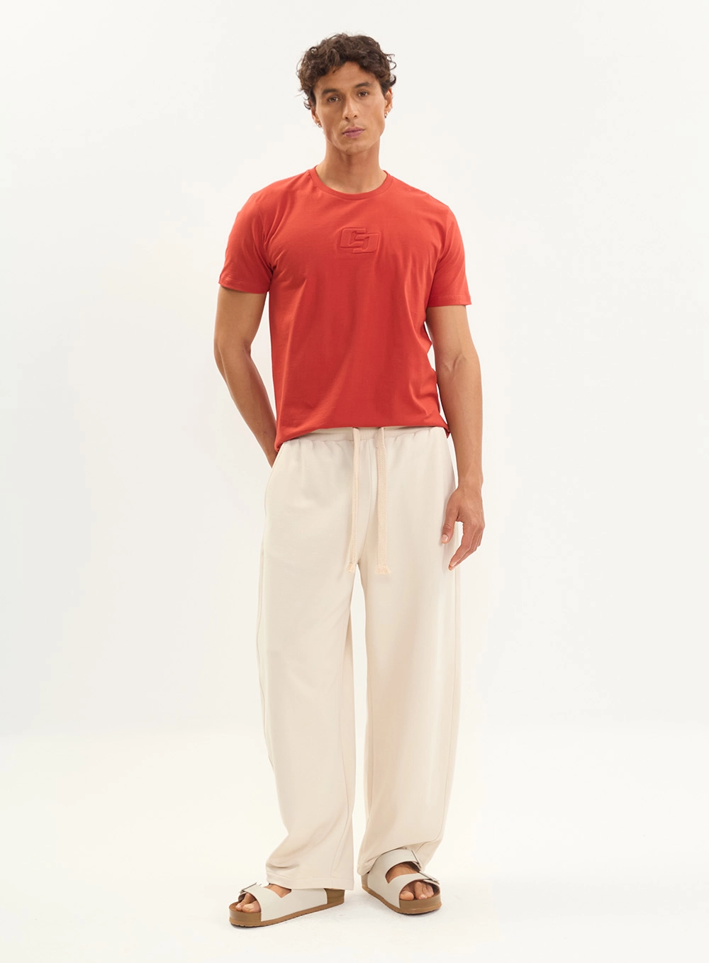 Camiseta Básica Slim Estampada Masculina Vermelho