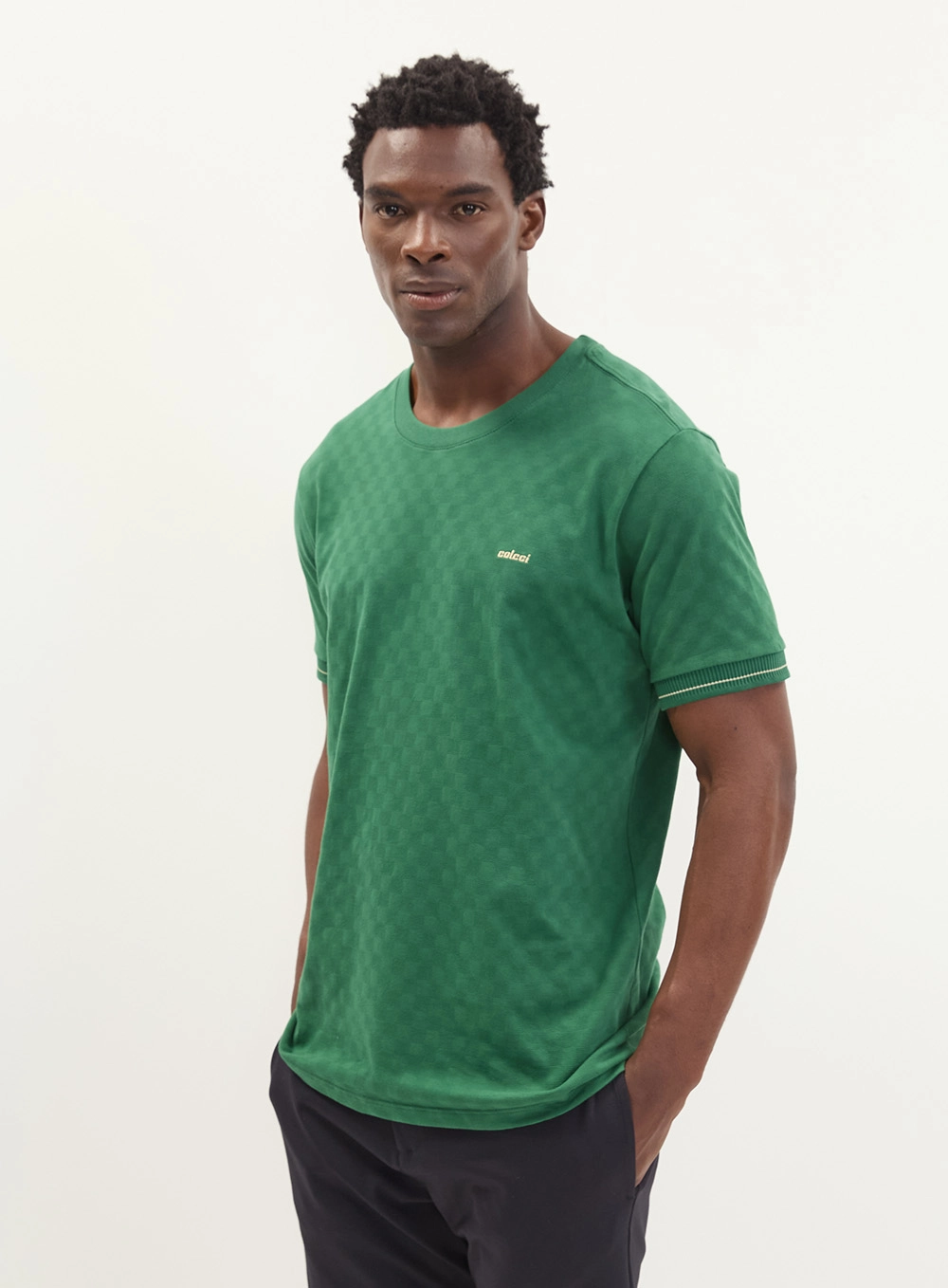 Camiseta Masculina Slim Jacquard Verde