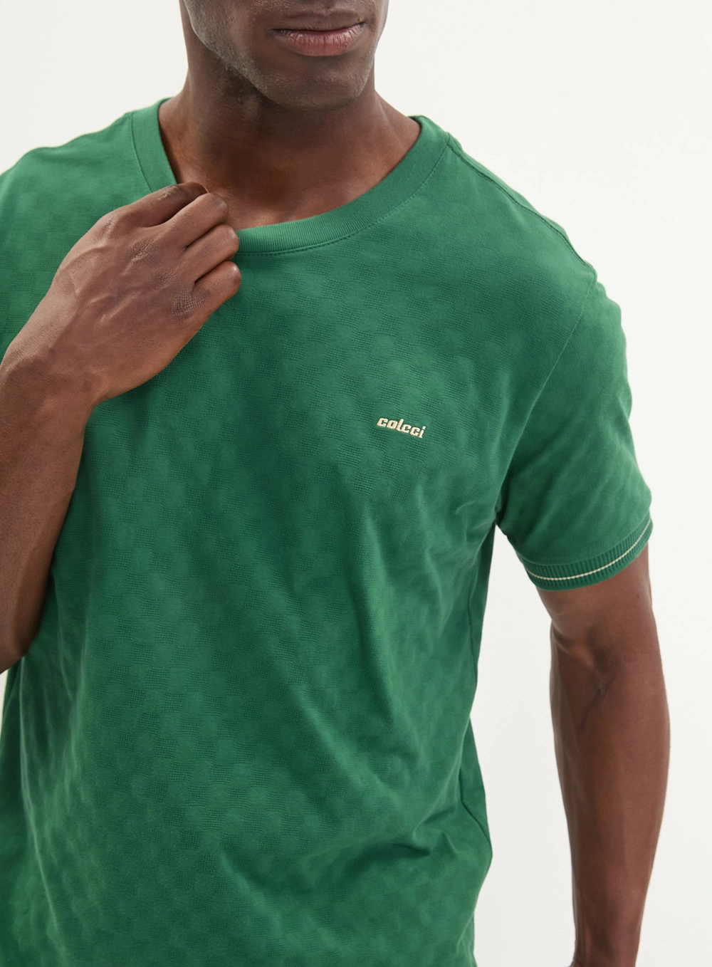 Camiseta Masculina Slim Jacquard Verde