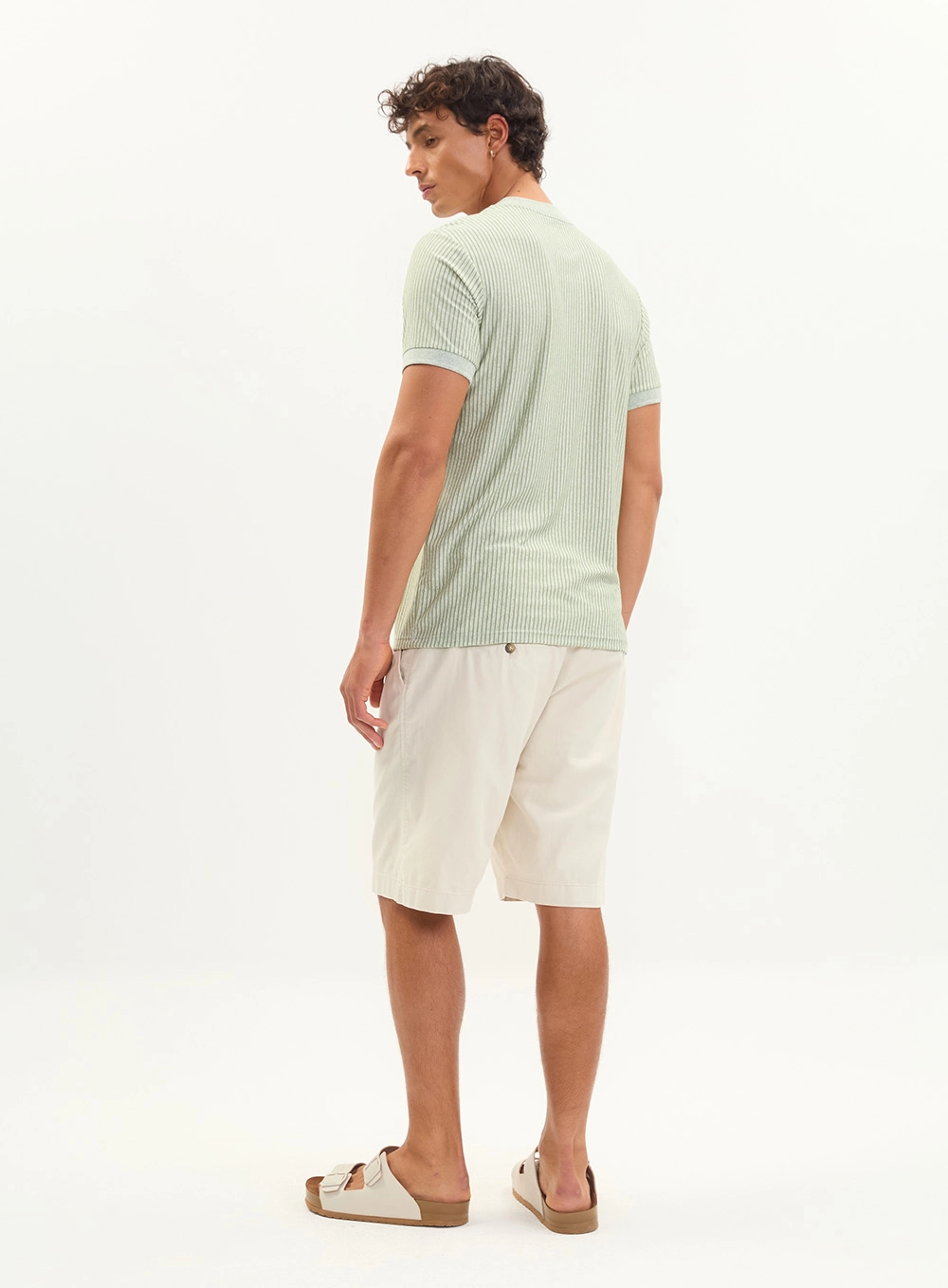 Camiseta Masculina Slim Listrada Verde