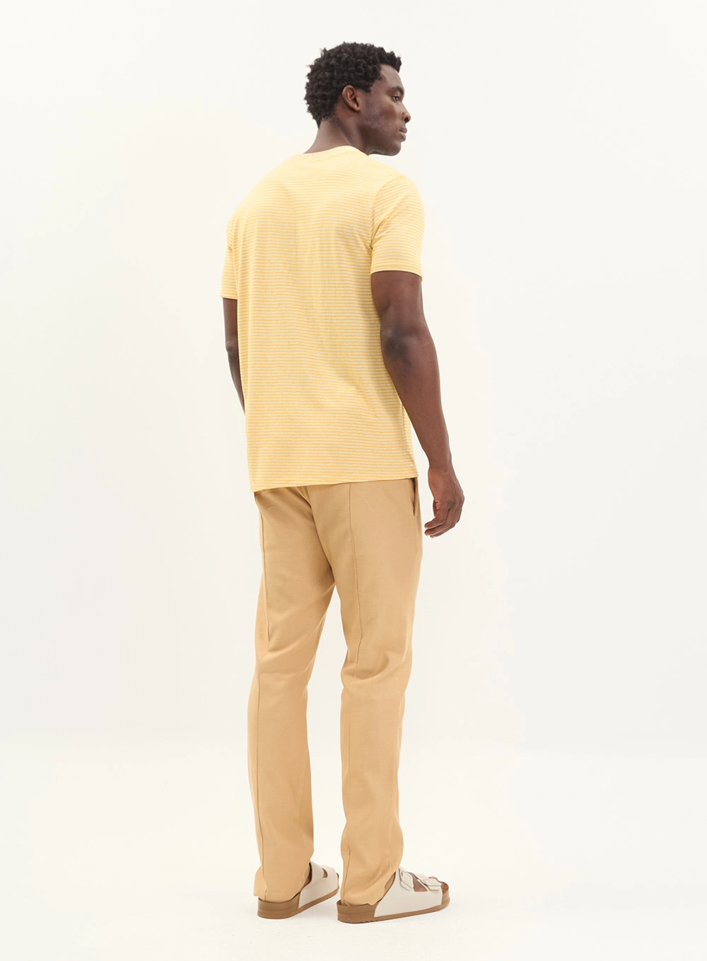 Camiseta Masculina Slim Listrada Amarelo