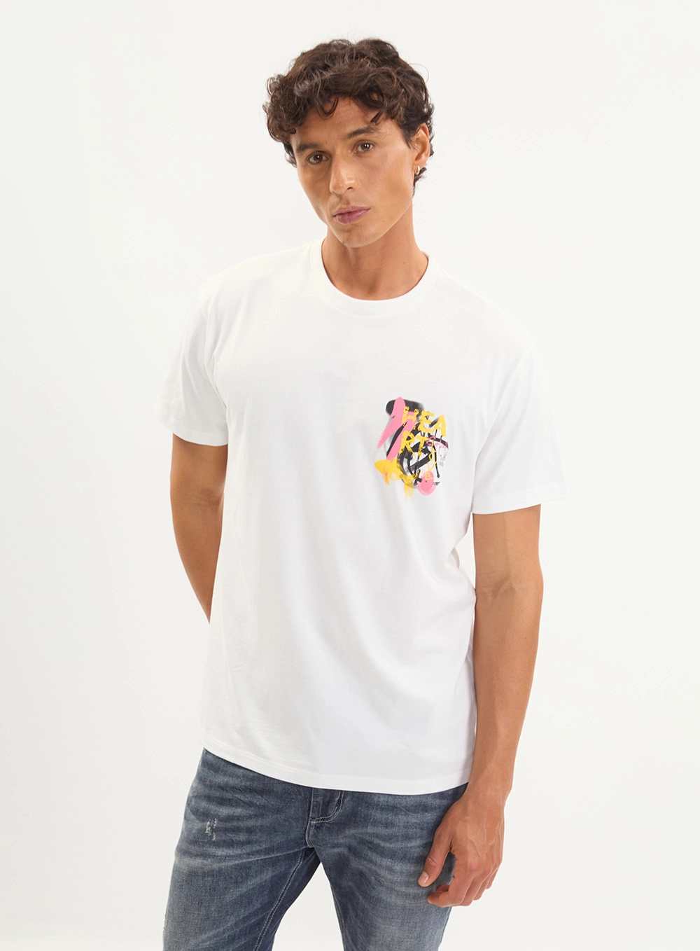 Camiseta Masculina Básica Regular Logo Localizada Off Shell
