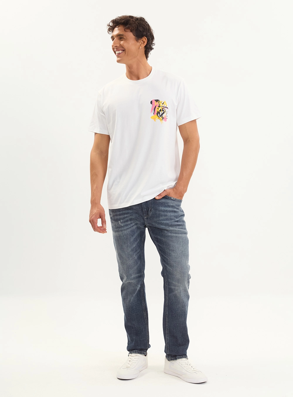 Camiseta Masculina Básica Regular Logo Localizada Off Shell