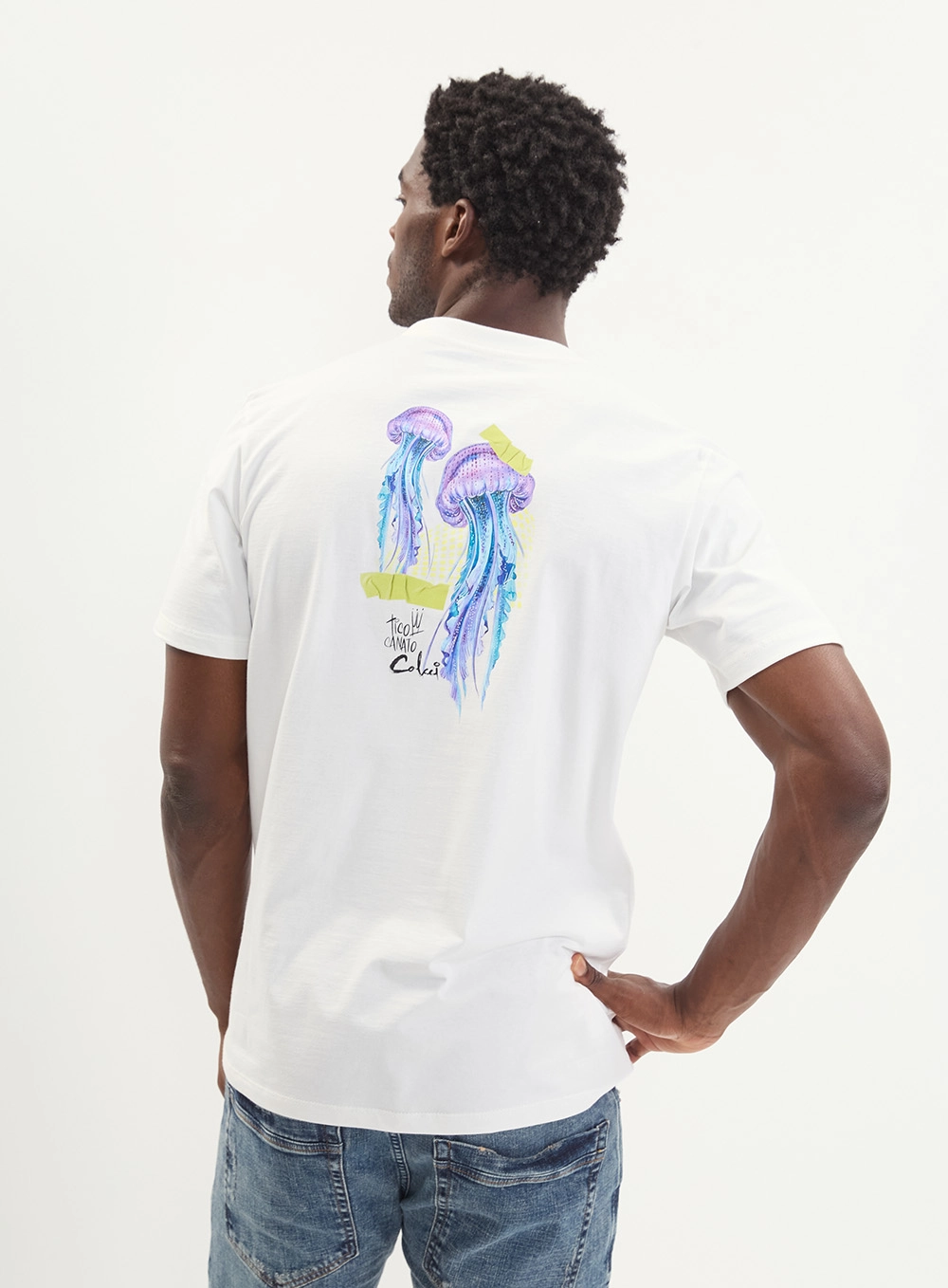 Camiseta Masculina New Slim Básica Detalhe Costas Off Shell